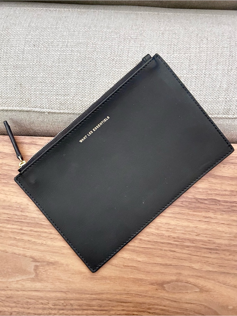 Want Les Essentiels Black Leather Zip Pouch Wallet Bag